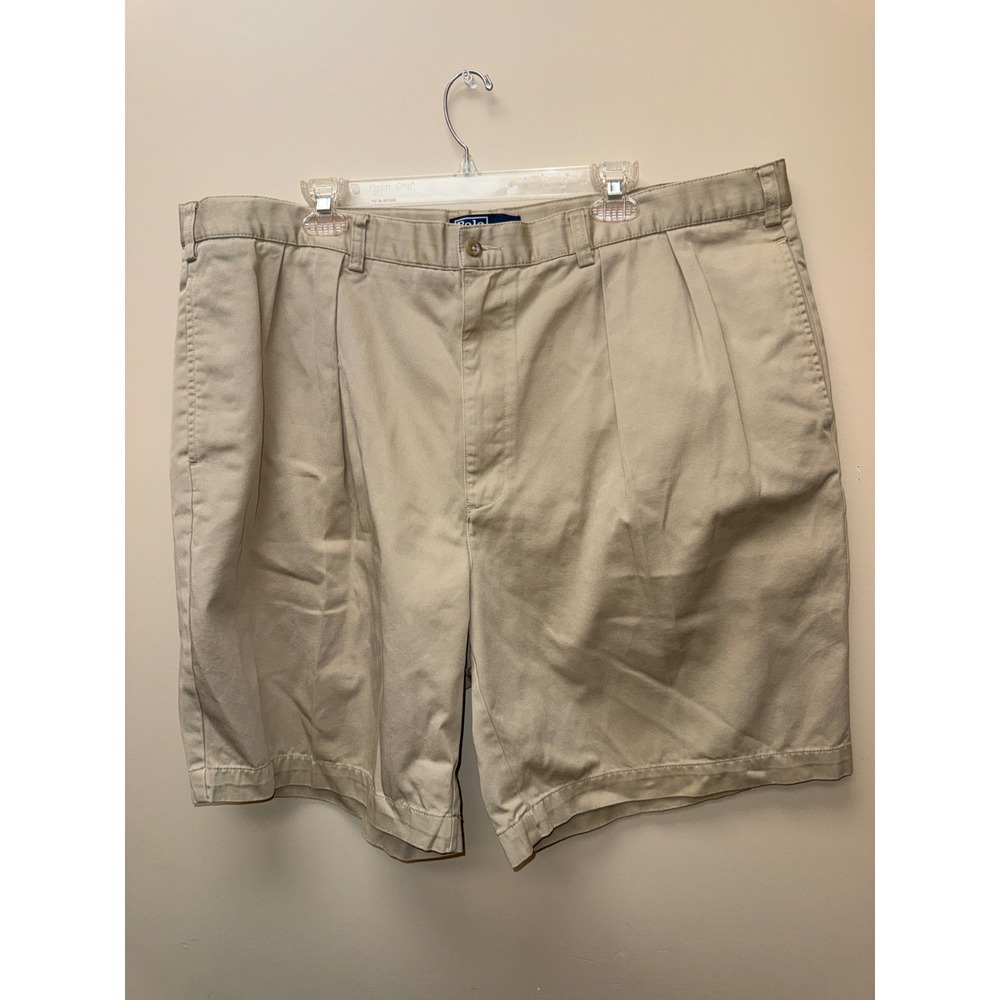 Polo Ralph Lauren Tyler Short Mens 44B Khaki Tan Pleated Cotton Chino Shorts